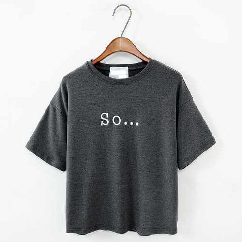Free Shipping 2017 Summer Style Women's T Shirt Women Tops Loose Embroidered Letters Cotton Short Sleeve T-shirt Female T Shirts
women