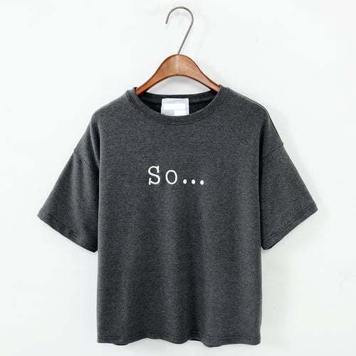 Free Shipping 2017 Summer Style Women's T Shirt Women Tops Loose Embroidered Letters Cotton Short Sleeve T-shirt Female T Shirts
women