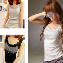 Girl Women's Rhinestone Sequin Lace Tank Top Sling Camisole Cami Vest Slim
women