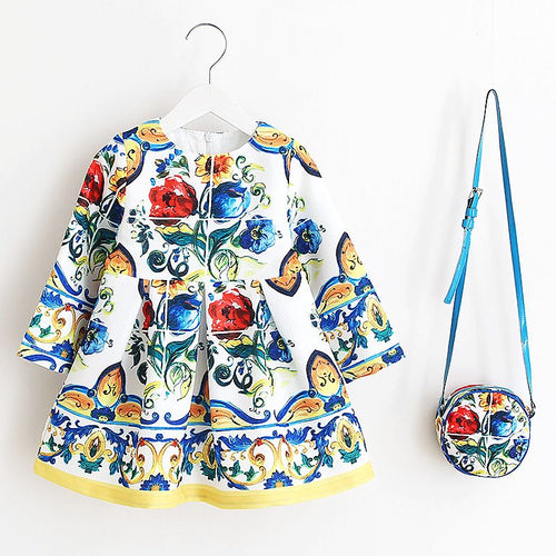 Girls Dress Kinderkleding Meisjes 2017 Spring Brand Children Costume for Kids Dresses Clothes Character Princess Dress with Bag
kids