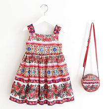 Girls Dress with Bag 2017 Brand Toddler Girl Summer Clothes Kids Costumes Floral Print Robe Princesse Fille Children Dress Kids