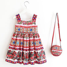 Girls Dress with Bag 2017 Brand Toddler Girl Summer Clothes Kids Costumes Floral Print Robe Princesse Fille Children Dress Kids