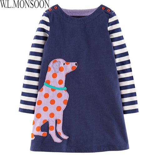 Girls Dresses Long Sleeve 2017 Spring Brand Kids Dress for Girls Clothes Robe Enfant Animal Appliques Princess Costumes Children
kids