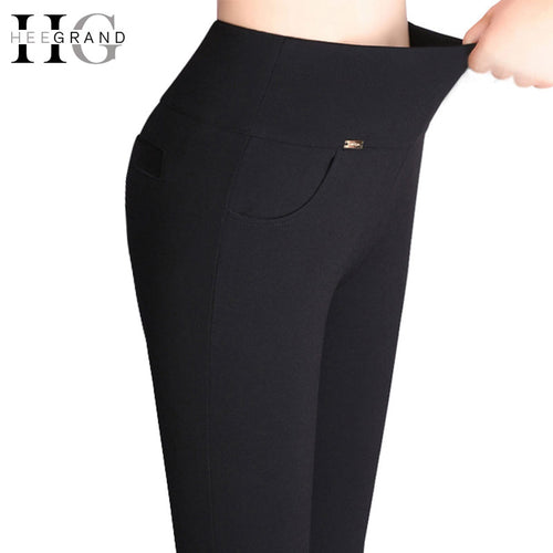 HEE GRAND 2017 New High Stretch Women Pants Cotton Ladies Pencil Pants High Waist Trousers Pantalon Femme Plus Size 4XL WKP268
women