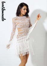 Love&Lemonade  Sexy White Geometric Figure Beads Fringes Party Dress LM0203-Women