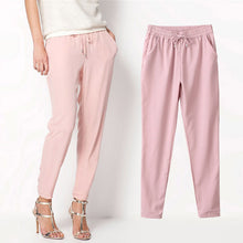 Hot Sale Casual Women Chiffon Pants Elastic Waist Solid Color Office OL Pants Summer Slim Lady Pants  AB17
women