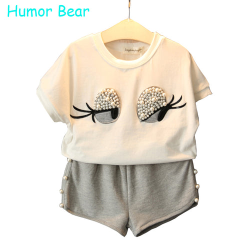 Humor Bear Girls Clothing Set Pearl Girls Clothes Set Lovely Long Eyelashes Toddler Girl tops + Pants Girls Suit Kids Clothes
kids