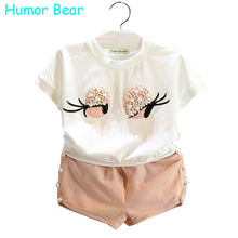 Humor Bear Girls Clothing Set Pearl Girls Clothes Set Lovely Long Eyelashes Toddler Girl tops + Pants Girls Suit Kids Clothes
kids