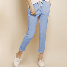 In Summer 2017 Fashion Linen Haren Nine Elastic Waist Pants All-Match Loose Pantalon Candy Colored Women's Casual Pants Trousers
women