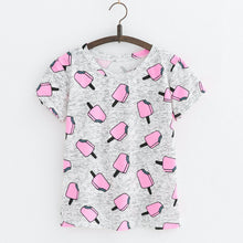 JKKUCOCO Hot Style Pineapple Print Tees Short Sleeve T-shirt Women t shirt Summer Cotton t-shirt Women Tops Causal t-shirts
women
