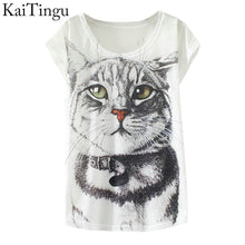 KaiTingu 2017 New Fashion Vintage Spring Summer T Shirt Women Clothing Tops Animal Owl Print T-shirt Printed White Woman Clothes
women