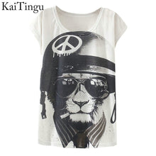 KaiTingu 2017 New Fashion Vintage Spring Summer T Shirt Women Clothing Tops Animal Owl Print T-shirt Printed White Woman Clothes
women