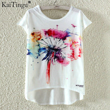 KaiTingu Fashion Summer Kawaii Cute T Shirt Harajuku High Low Style Cat Print T-shirt Short Sleeve T Shirt Women Tops Plus Size-women