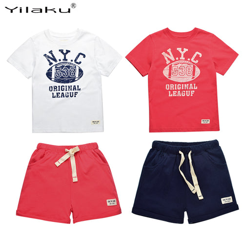 Kids Boys Clothes Sets Summer 2017 Football Print Boy Sports Suit T-shirts and Shorts set Children Clothing Cotton CF432
kids