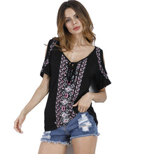 LOSSKY 2017 Summer Women Casual Loose Print Off Shoulder Tops Female T-Shirts Short Sleeve V-neck Modal T shirt For Women
women
