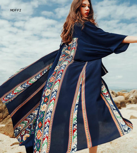 Long Cardigans Women 2017 Spring Summer New Bohemian Chiffon Long Cardigan Women Casual Trench Coat MF170419-women