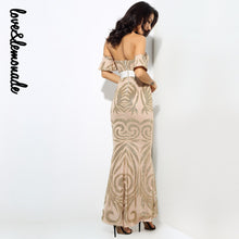Love&Lemonade  Sexy Geometric Pattern Beads Bra Maxi Dresses Black/Gold  LM0213-Women