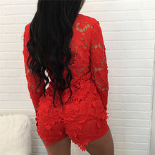 MATTEMAID Elegant Sexy 2 Piece Set Summer Women Lace Hollow Out 2 pieces dresses sets Casual deep v-neck Bodycon outsuits- Women