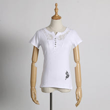 New 2017 Fashion Women t-shirts V-neck Summer Slim Women's Short Sleeve Print Casual Lace Cotton White Tshirt Plus Size Tops 3XL
women