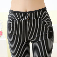 New Fashion 2017 Spring Summer Stripes Ankle-length Pants Trousers Women Skinny Elastic Waist Pencil Pants Pantalon Femme
women