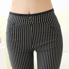 New Fashion 2017 Spring Summer Stripes Ankle-length Pants Trousers Women Skinny Elastic Waist Pencil Pants Pantalon Femme
women
