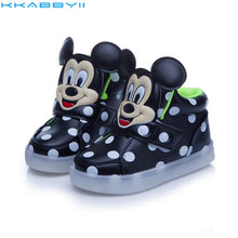New Fashion LED lighting children casual shoes Cartoon boys girls led flashing sneakers Printed dot Mickey baby kids boots-kids