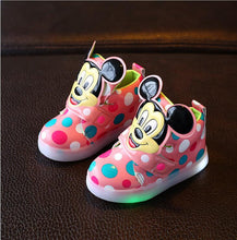 New Fashion LED lighting children casual shoes Cartoon boys girls led flashing sneakers Printed dot Mickey baby kids boots-kids