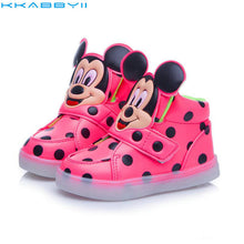 New Fashion LED lighting children casual shoes Cartoon boys girls led flashing sneakers Printed dot Mickey baby kids boots-kids