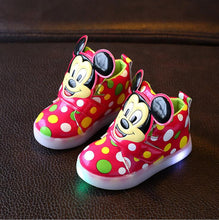 New Fashion LED lighting children casual shoes Cartoon boys girls led flashing sneakers Printed dot Mickey baby kids boots-kids