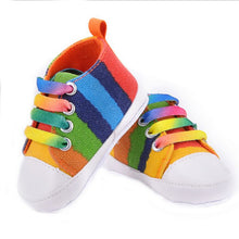 New High quality baby shoes girls boys 2016 fashion rainbow canvas shoes soft prewalkers casual baby shoes WY-01-kids