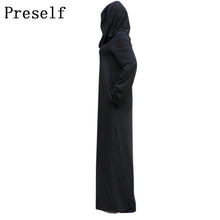 Preself Off Shoulder Maxi Dresses Hooded Wrap Dress  Shirt Long Sleeve Casual Fashion Women 2017 Army Green Black Autumn Winter
women