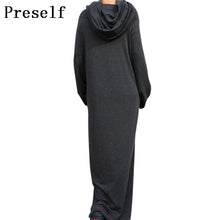 Preself Off Shoulder Maxi Dresses Hooded Wrap Dress  Shirt Long Sleeve Casual Fashion Women 2017 Army Green Black Autumn Winter
women