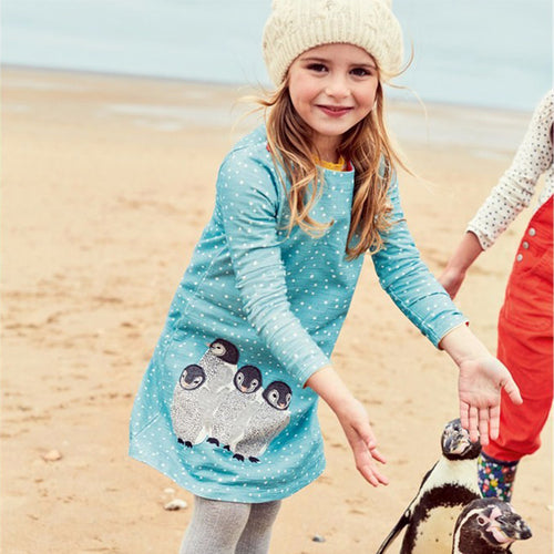 Reine Des Neiges Girls Dress Long Sleeve 2017 Brand Princess Dress Girls Clothes Animal Pattern Children Costumes Kids Dresses
kids