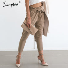Simplee Apparel OL chiffon high waist harem pants Women stringyselvedge summer style casual pants female 2016 New black trousers
women