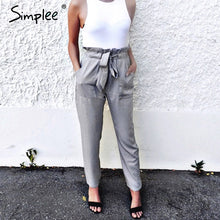 Simplee Apparel OL chiffon high waist harem pants Women stringyselvedge summer style casual pants female 2016 New black trousers
women