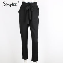 Simplee Apparel OL chiffon high waist harem pants Women stringyselvedge summer style casual pants female 2016 New black trousers
women
