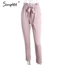 Simplee Apparel OL chiffon high waist harem pants Women stringyselvedge summer style casual pants female 2016 New black trousers
women
