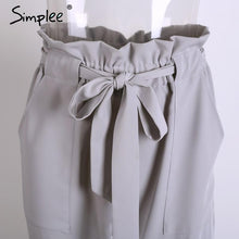 Simplee Apparel OL chiffon high waist harem pants Women stringyselvedge summer style casual pants female 2016 New black trousers
women