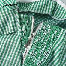 Simplee One shoulder blouse shirt women tops Summer irregural striped shirt blouse chemise femme Elegant ruffles zipper blusas-women