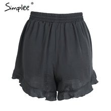 Simplee Ruffles high waist shorts women Sexy drawstring beach summer shorts Loose elastic waist streetwear shorts
women
