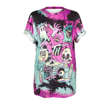 Summer Cute monster print T shirts for women casual O-neck Hip-hop graffiti Tops Tees Short sleeves plus size female T-shirt-Women