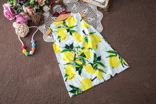Summer Kids Dresses for Girls Lemon Flower Girl Dresses Cotton Sleeveless Children Sundress Summer Girls Clothes 2-7years
kids