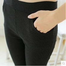 Summer Plus Size Casual Women Pencil Pants Elastic Slim Harem Capris Black White Stripe Leggings Trousers Plus Size Women Pants
women