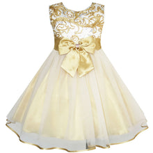 Sunny Fashion Flower Girls Dress Bow Tie Champagne Wedding Pageant 2017 Summer Princess Party Dresses Children Clothes Size 2-10
kids