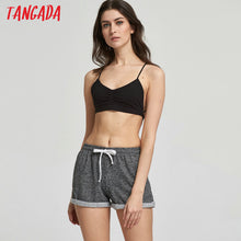 Tangada Fashion 2017 Summer Women Shorts Elastic Waist Tunic Drawstring Elegant Beach Pocket Cuffs Casual Brand Shorts Female
women