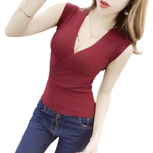 Tank Top vetement femme 11 Colors Fashion Vest Casual Sleeveless Sexy V-Neck Women Summer Korean Knitted Cotton Womens Clothes
women