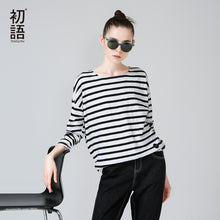 Toyouth T-Shirts 2017 Spring Women T-Shirt Stripe Printed Loose Base Casual Long Sleeve O-Neck Tees Tops
women