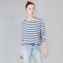 Toyouth T-Shirts 2017 Spring Women T-Shirt Stripe Printed Loose Base Casual Long Sleeve O-Neck Tees Tops-women