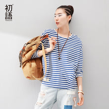 Toyouth Women T-Shirts Batwing Long Sleeve Striped Pattern O-neck Casual T shirt Female Tees Cotton Elegant Ladies Tees Tops
women