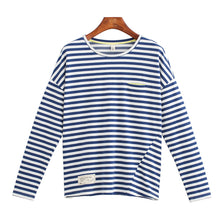 Toyouth Women T-Shirts Batwing Long Sleeve Striped Pattern O-neck Casual T shirt Female Tees Cotton Elegant Ladies Tees Tops
women